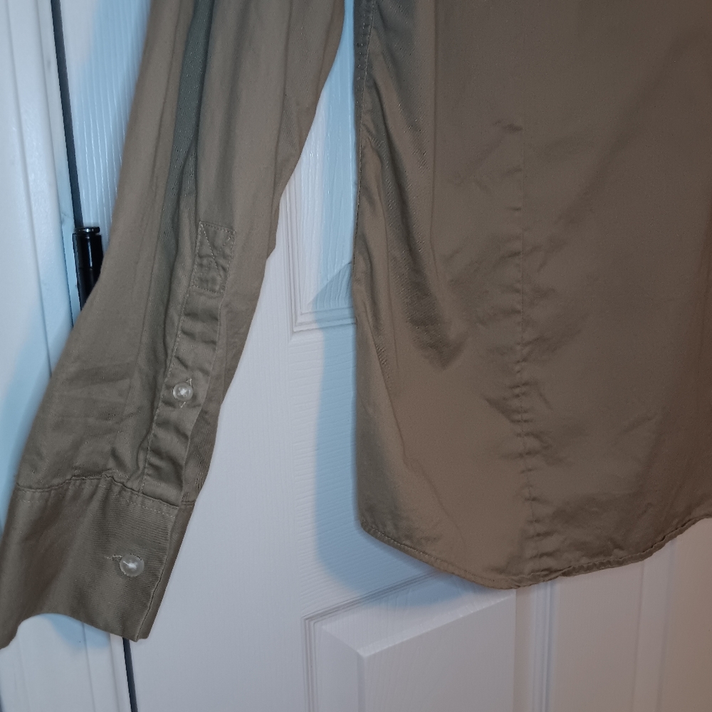DKNY Khaki Button Front Long Sleeve Shirt - Picture 4 of 7
